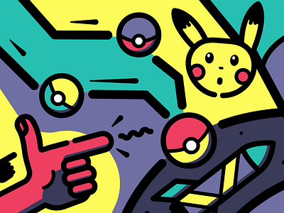 Poké Piece ⚡️ abstract illustration pikachu pokeball pokemon rocket vector