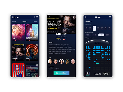 Movie theater ticket app figma ui uidesign ux