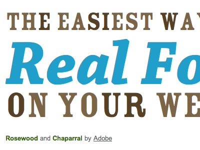 Rosewood and Chaparral blue brown chaparral rosewood typekit webfonts white