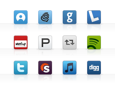 Social Icons v1.6 bbc id digg formspring get satisfaction github itunes lanyrd meetup plancast retweet spotify twitter