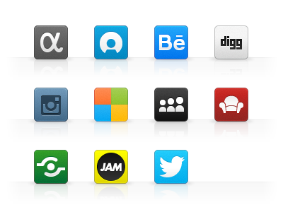Social Icons v1.10 adn bbc behance digg instagram microsoft myspace readability share this is my jam twitter