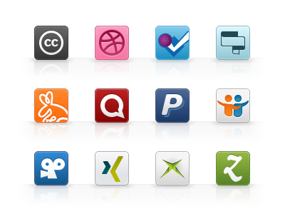 Social Media Icons v1.5 creative commons dribbble foursquare get satisfaction gowalla icons identica paypal slideshare social viddler xbox live xing zootool