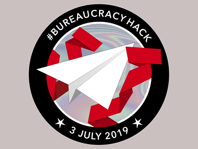 #BureaucracyHack Sticker paper plane patch red tape sticker