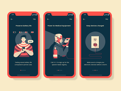 Emergency Preparedness: Power Outages illustration mobile ui uiux
