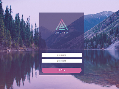 Andrew Quick Mockup Tool gradient landing login modern mountains opacity page panel purple