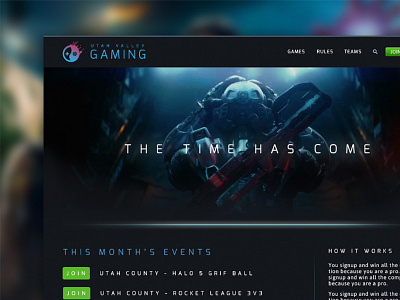 Utah Valley Gaming League action dark games gaming play systems theme ui ux video website