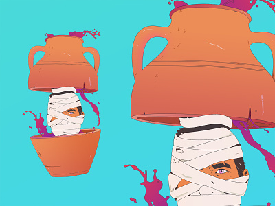 ⚱️ Funeral Urn ⚱️ adobe illustrator adobe photoshop bandage digital art face gradients illustration mummy pot urn vase vector wine