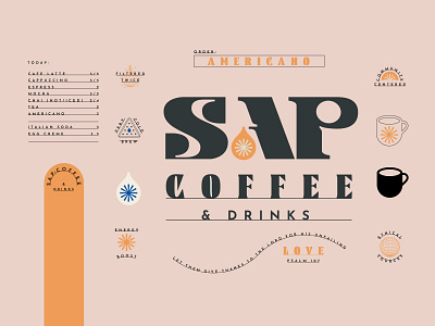 SapStuff™ badge branding coffee community drinks drop energy logo logo design love menu psalm scripture star tea type
