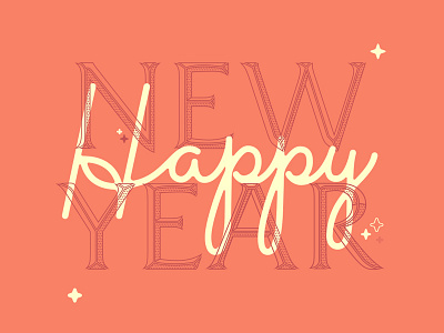 Happy New! celebration handwritten holiday typography