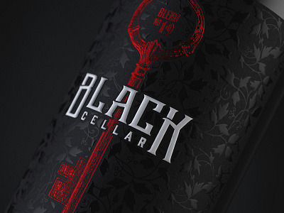 Black Cellar bottle branding foil gothic key label design packaging wine