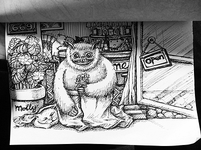 jasmine & cats cat ink jasmine pen sketch