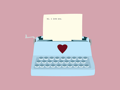 Typewriter heart letter love pastel simple typewriter valentines