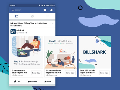 Billshark ads ads design carousel ads facebook facebook ads facebook banner facebook post