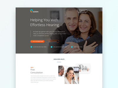Ozen Landing Page call now hearing aids landing page web design