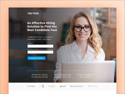 Vervoe Landing Page get demo hiring software landing page recruiting web design