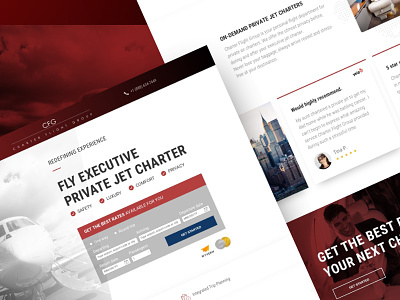 Charter Flight Group Landing Page airplane charter flight landing page web design