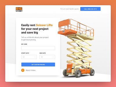 BigRentz construction page graphic design landing page lead generation testimonials ux ux ui website design