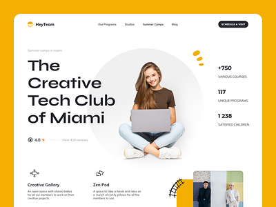 HeyTeam - The Creative Tech Club of Miami courses e learning edtech education hero section identity design landing page lessons online education teach visual identity web