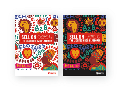 LionTech Illustration design b2b sales branding design illustration lion typography