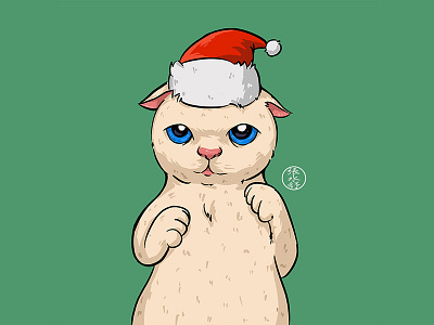 A cat in a Christmas hat