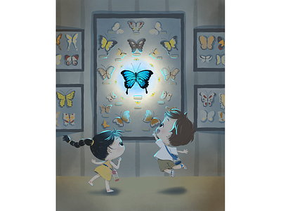 The Insect Museum boy butterfly childrens illustration girl procreate summer