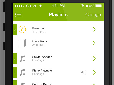 Playlists (2) apple green grey ios ios 7 iphone music playlist retina spotify ui user interface