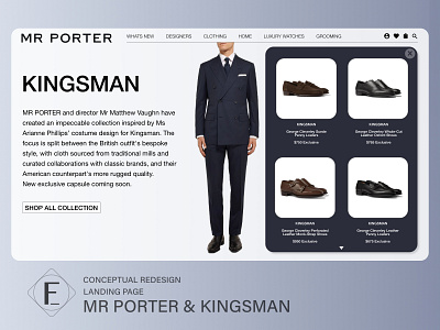 Mr Porter x Kingsman Landing Page Redesign 7/7 branding clothes fashion kingsman landing minimal ui user experience user interface userinterface ux web website