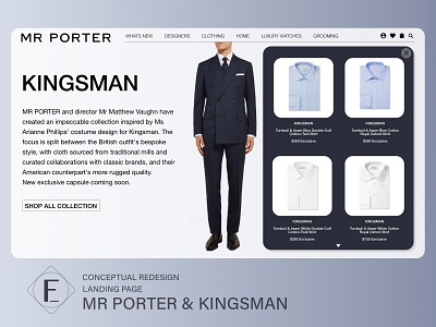 Mr Porter x Kingsman Landing Page Redesign 4/7 branding fashion kingsman minimal ui user experience user interface userinterface ux web website