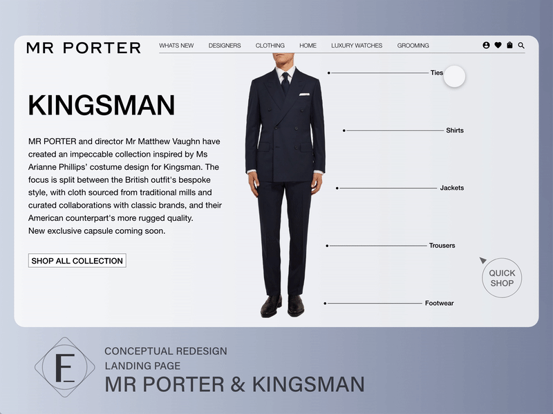 Mr Porter x Kingsman Landing Page Redesign 1/7