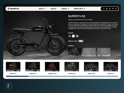 "Super73" Product Page Redesign 2/5 bicycle bike minimal motor motorbike ui user experience user interface userinterface ux web website