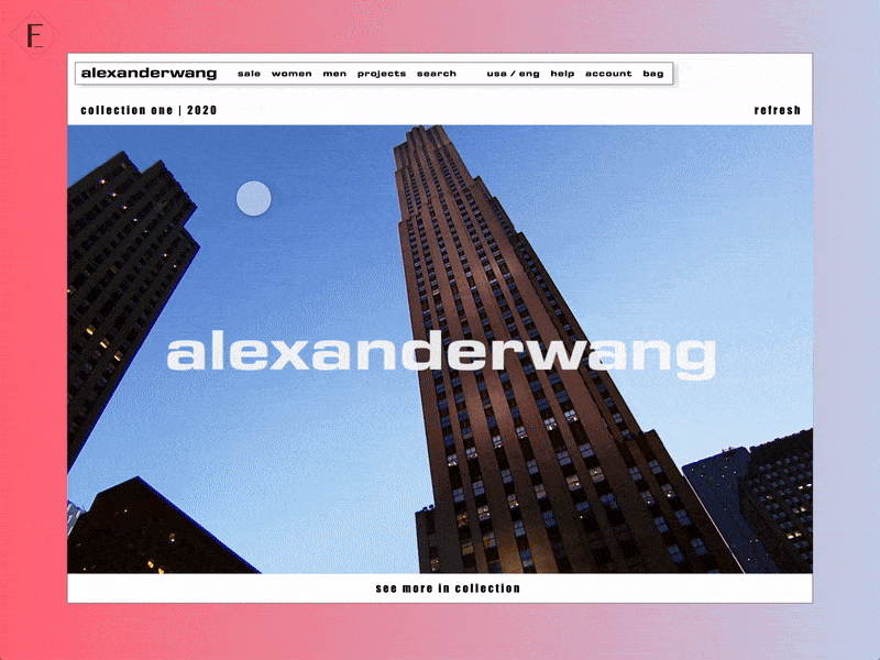 Alexander Wang 2020 Collection Page Redesign 1/3 alexander branding clothes fashion ui user experience user interface userinterface ux wang web website