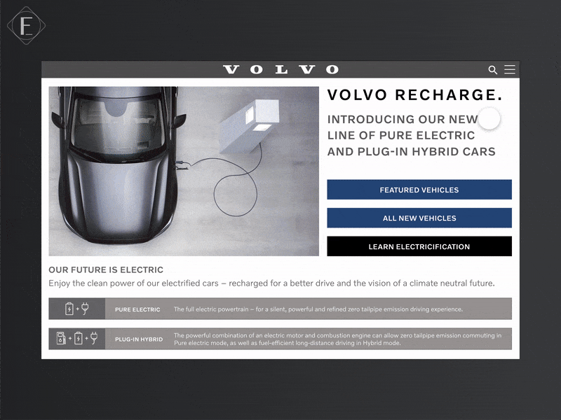 Volvo Recharge Landing / Product Page Redesign car cars minimal tech ui user experience user interface userinterface ux vehicles volvo web website