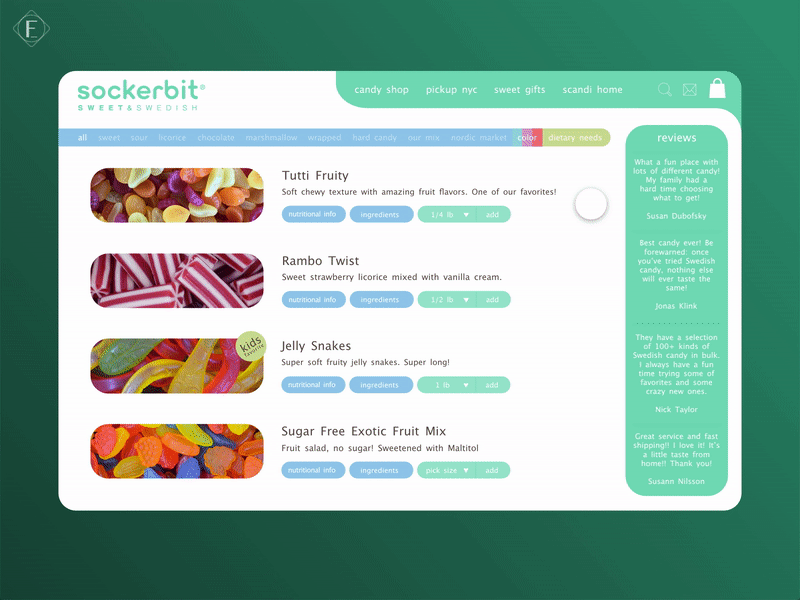 Sockerbit Candy Product Page Website UI Redesign