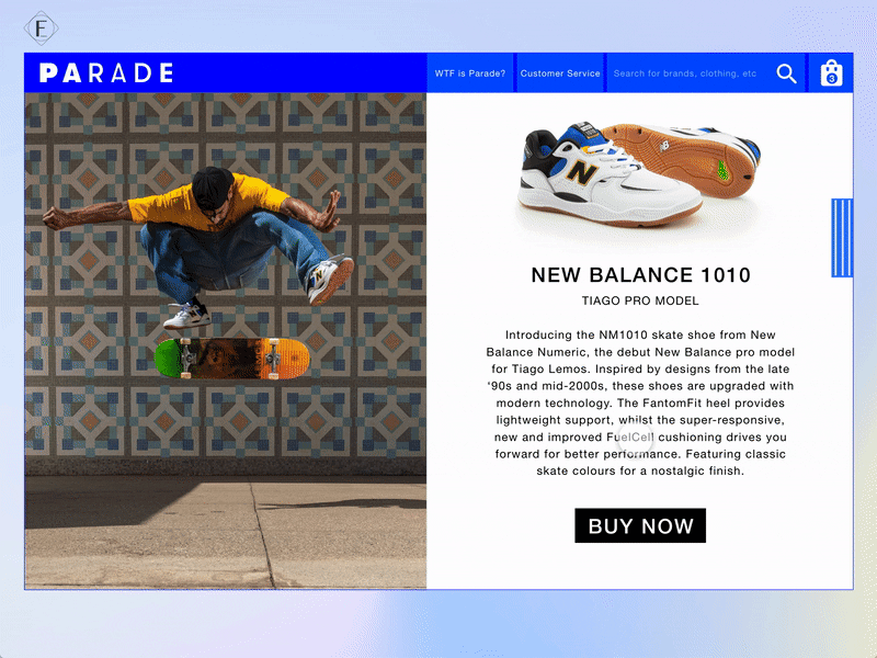 Parade World Tiago Landing Page Redesign minimal parade skate skateboard skateboarding skater ui user experience user interface userinterface ux web website