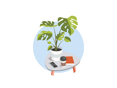 My Favorite Corner flat design illustration illustrator minimalist monstera plants vector