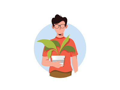 Plants Daddy character design easy flat flat character flat design garden google illustration illustrator landing page leaves minimalist monstera plants moslem mother plants plants relax ui vector