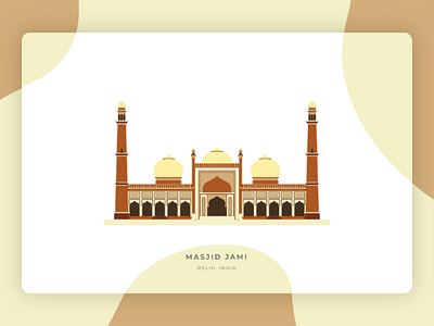 Masjid Jami building design flat flat design grand mosque heritage illustration moslem mosque ui vector