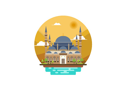 Hagia Sophia Museum building design flat flat design heritage illustration moslem mosque vector