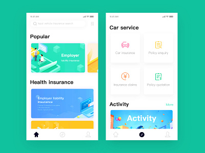 Insurance app design flat icon illustration ios ui ux