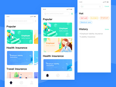 Home List And Search app design flat icon illustration ios ui ux