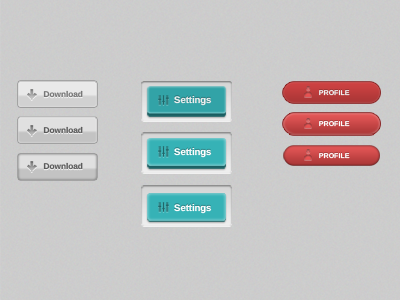 Assorted buttons buttons clean download grey indent push red settings teal
