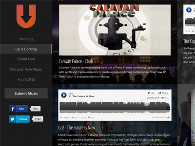 Music site front page concept blue concept front page fullscreen modern music new orange redesign sleek slick under the industry