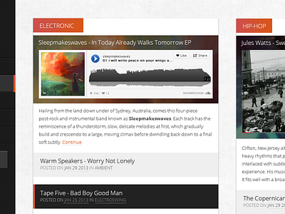 Music site featured front page