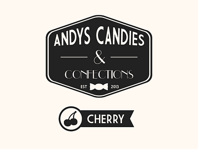 Candy company logo aged badge black candy cherry confections grey icon iconic icons interesting logo old retro school tan