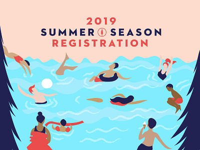 Summer Season Illustration character color colorful colour design digital art diving fitness fun illustration illustrator jumping kids people pool scene summer camp swimming vector volleyball