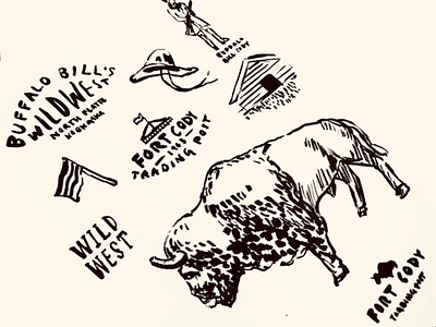 Fort Cody Trading Post Branding - Process animal animal illustration animal logo bison brainstorm branding buffalo fort hat illustration illustration art illustrations ink inktober logo nebraska process sketch western wild west