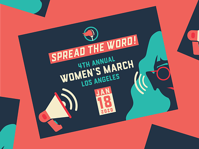 Women's March Los Angeles 2020 activism colorful feminism fun funky graphic design illustration los angeles march megaphone promo promotional social media social media design typography vector woman woman illustration womens march