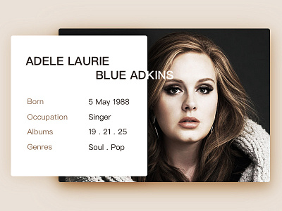 Day045 | Info Card adele brown card dailyui info infocard minimal proflie