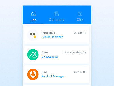Day050 | Job Listing blue button city clean company dailyui job listing minimal moblie ui