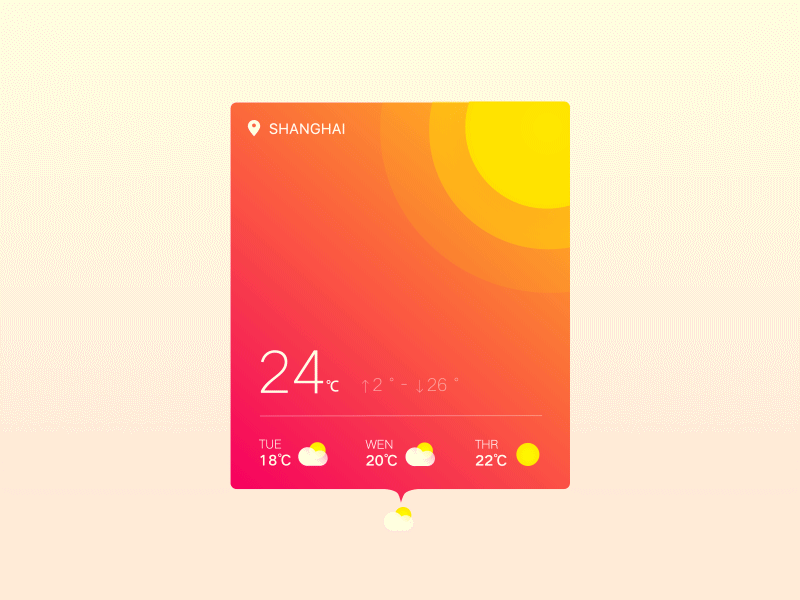 Day087 | Tooltip clean dailyui gif minimal red sun tooltip weather